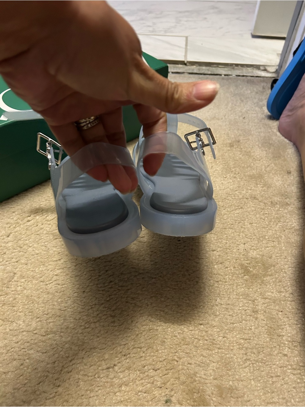 J CREW jelly fisherman sandals in light blue. - Picture 3 of 15